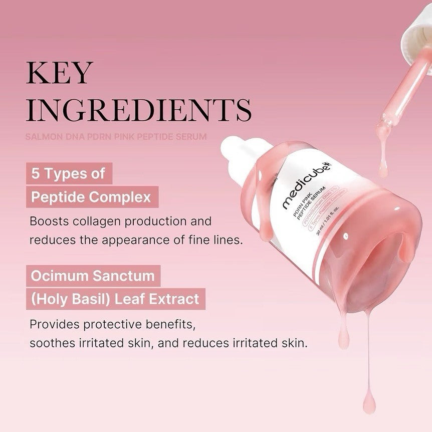 Medicube PDRN Pink Peptide Serum 1.01 Fl Oz– SALMON DNA | Anti-Aging Care