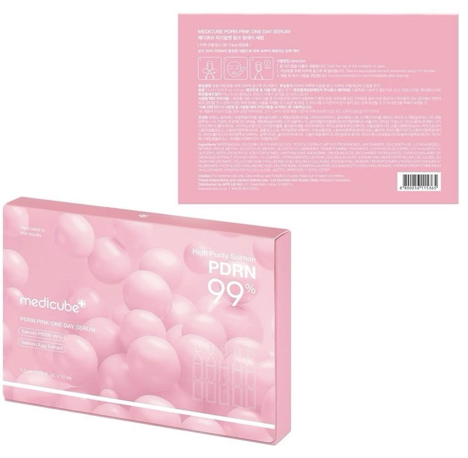 Medicube Salmon DNA PDRN Pink One Day Serum 99% Salmon DNA PDRN 0.05 Fl.Oz X 10